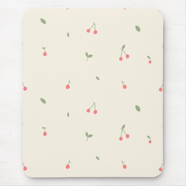Cute Cherry Pattern – Minimal Fruit Aesthetic Mouse Pad (Front)