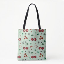Cute Cherry Pattern Mint Green Cottagecore
