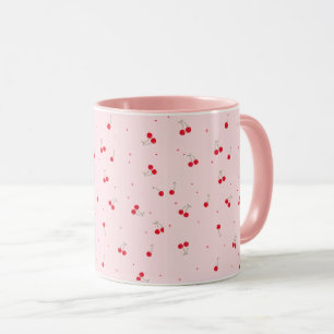 Cute Cherry Pattern Pink Aesthetic Seamless Mug