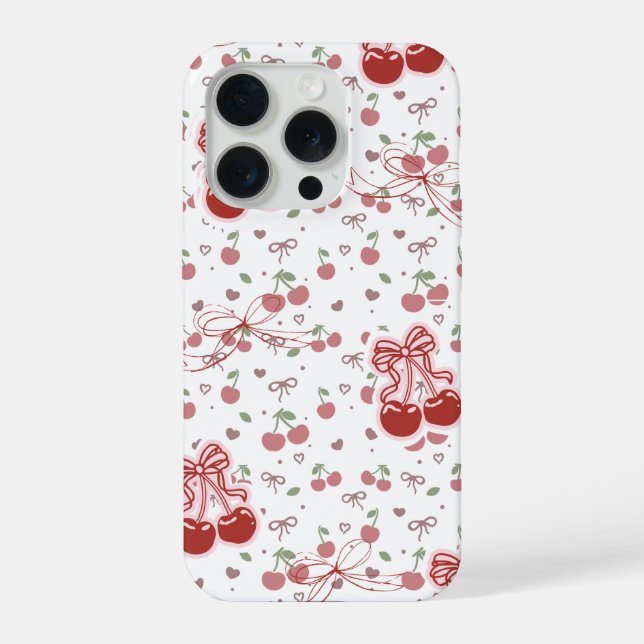 Cute Cherry Phone Case with Hearts & Bows (Back)