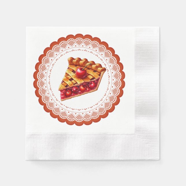 Cute cherry pie serving paper  napkin (Front)