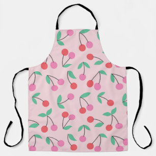 Cute cherry seamless pattern design. Vintage illus Apron