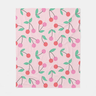 Cute cherry seamless pattern design. Vintage illus Fleece Blanket
