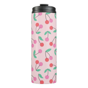 Cute cherry seamless pattern design. Vintage illus Thermal Tumbler