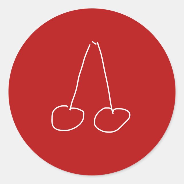 Cute cherry simple minimalist classic round sticker (Front)