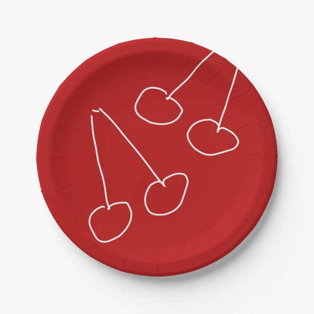 Cute cherry simple minimalist paper plate (Front)
