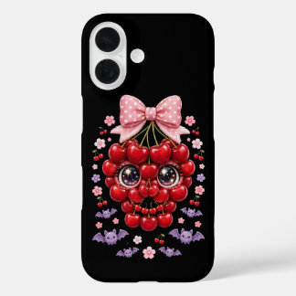 Cute Cherry Skull Bow Phone Case Halloween Kawaii