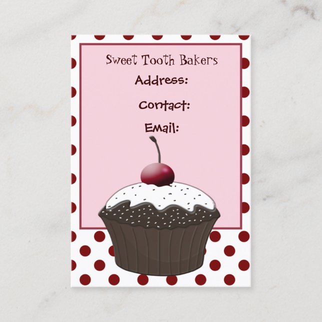 cute cherry sweet cupcake business Cards (Front)