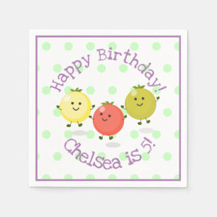 Cute cherry tomato friends cartoon illustration napkin