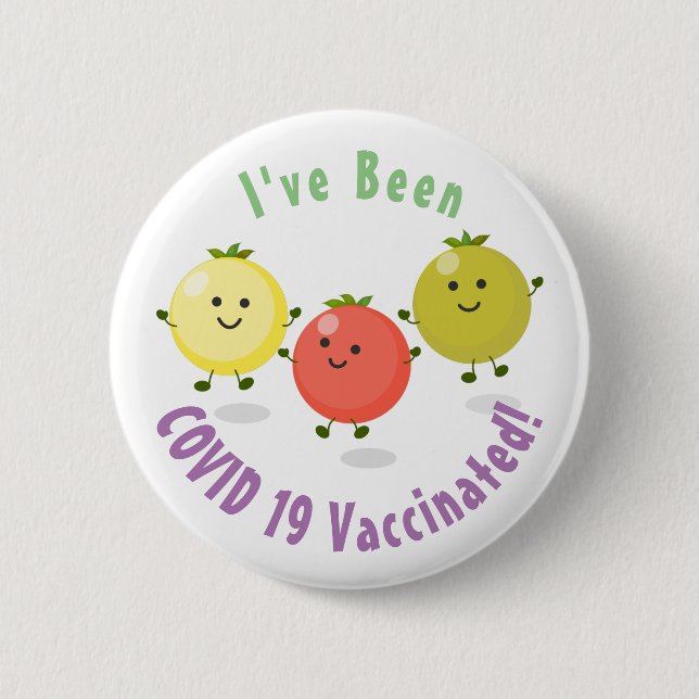Cute cherry tomatoes cartoon illustration 6 cm round badge (Front)