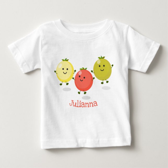 Cute cherry tomatoes cartoon illustration baby T-Shirt (Front)