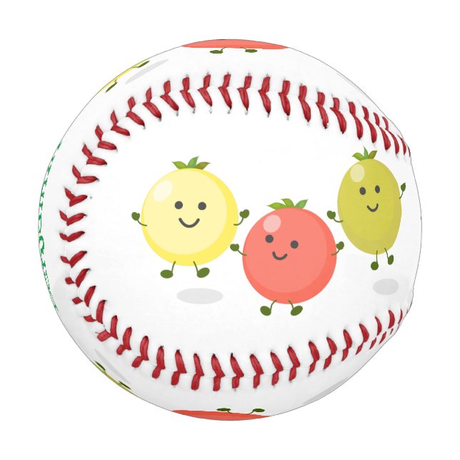 Cute cherry tomatoes cartoon illustration baseball (Front Left)