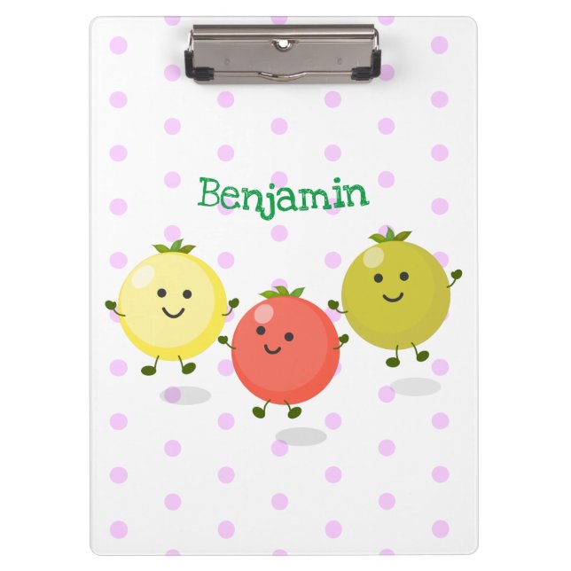 Cute cherry tomatoes cartoon illustration clipboard (Front)