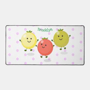 Cute cherry tomatoes cartoon illustration desk mat