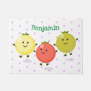 Cute cherry tomatoes cartoon illustration doormat