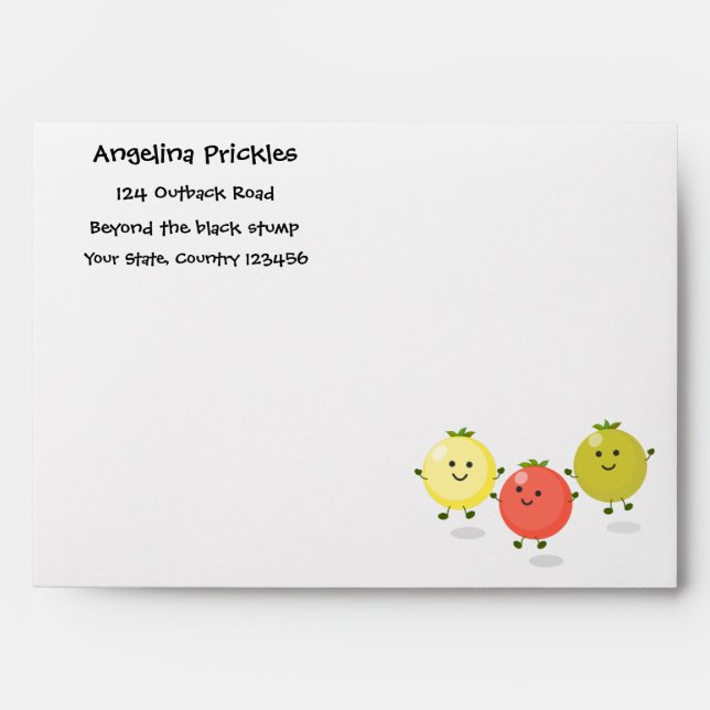 Cute cherry tomatoes cartoon illustration envelope (Front)