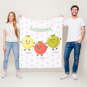 Cute cherry tomatoes cartoon illustration fleece blanket
