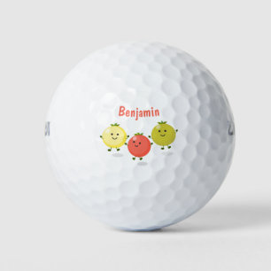 Cute cherry tomatoes cartoon illustration golf balls