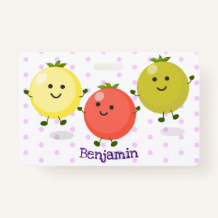 Cute cherry tomatoes cartoon illustration ID badge