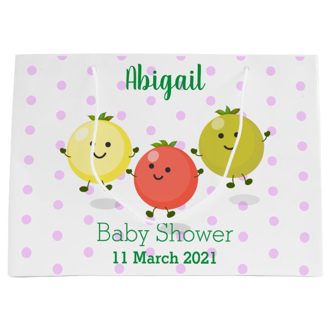 Cute cherry tomatoes cartoon illustration large gift bag (Front)