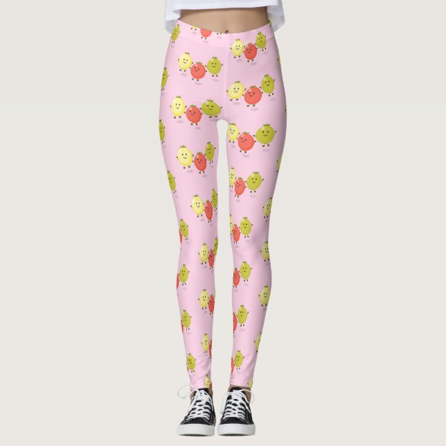 Cute cherry tomatoes cartoon illustration leggings (Front)