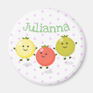 Cute cherry tomatoes cartoon illustration magnet