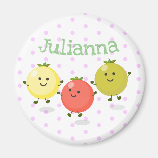 Cute cherry tomatoes cartoon illustration magnet (Front)