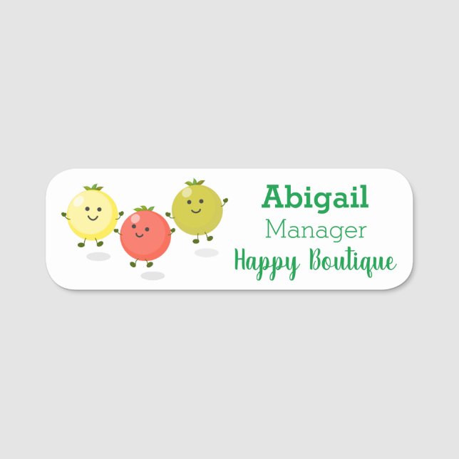 Cute cherry tomatoes cartoon illustration  name tag (Front)