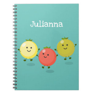 Cute cherry tomatoes cartoon illustration notebook