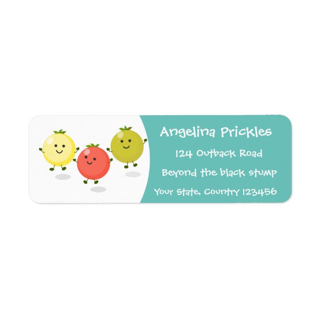Cute cherry tomatoes cartoon illustration return address label (Front)