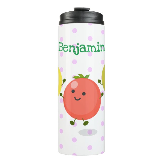 Cute cherry tomatoes cartoon illustration thermal tumbler (Front)