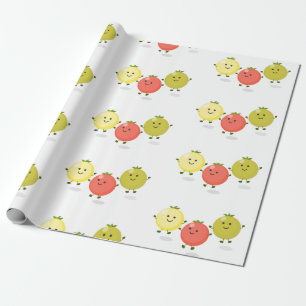 Cute cherry tomatoes cartoon illustration wrapping paper