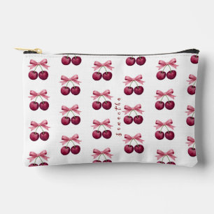 Cute cherry with bow pattern accessory pouch