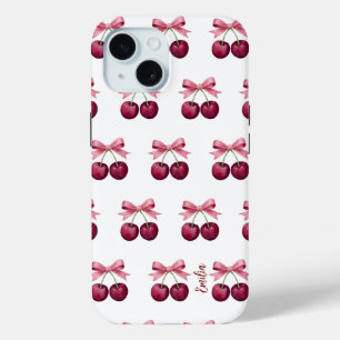 Cute cherry with bow pattern  iPhone 15 case