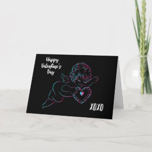 Cute Cherub with a Lace  Heart for Valentines Day Holiday Card
