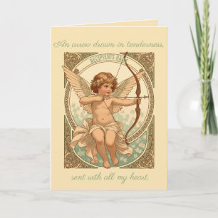 Cute Cherubic Figure With A Garland and Florals Card