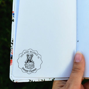 Cute Chesapeake Bay Retriever Dog Book Rubber Stamp