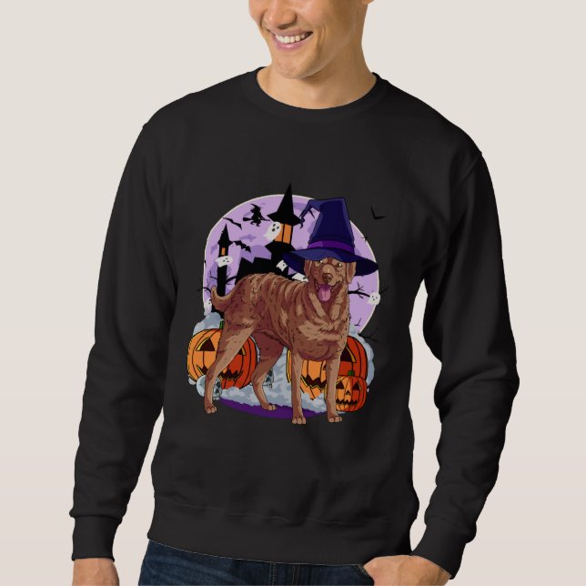 Cute Chesapeake Bay Retriever Halloween Witch Pump Sweatshirt (Front)