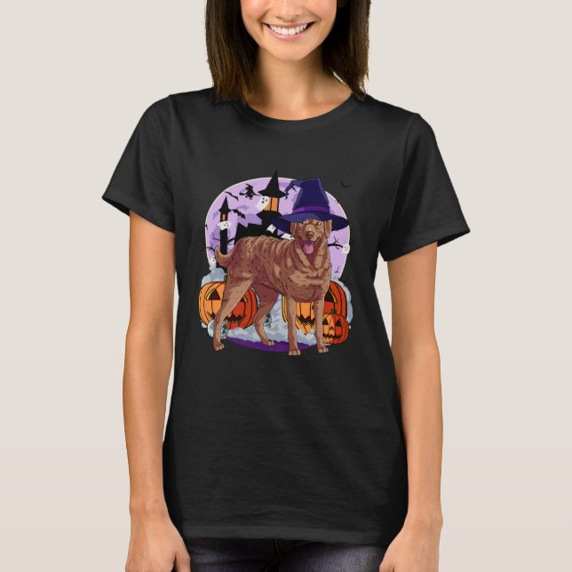 Cute Chesapeake Bay Retriever Halloween Witch Pump T-Shirt (Front)