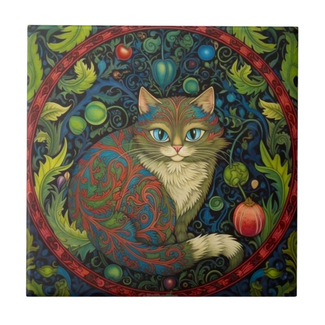 Cute Cheshire Cat art nouveau style Ceramic Tile (Front)