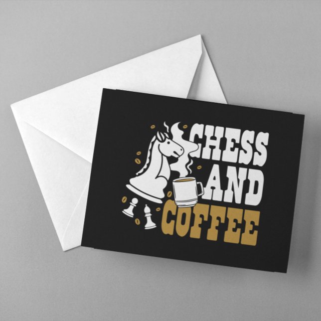 Cute Chess and Coffee Chess Lover Knight Art Postcard (Cute Chess and Coffee Chess Lover Knight Art Postcard)