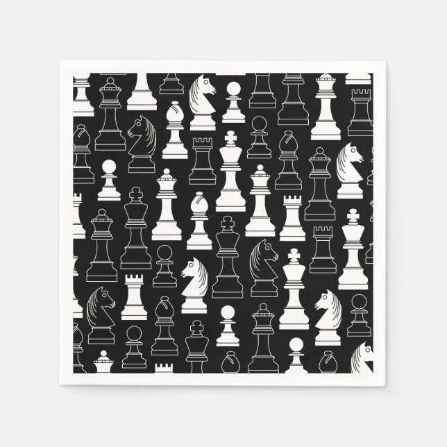 Cute Chess Board Game Kids Birthday Party Napkin (Front)