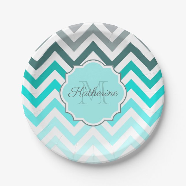 Cute Chevron Pattern Paper Plate (Front)