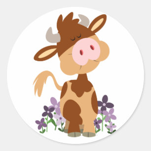 Cute Chewing Cartoon Cow Sticker