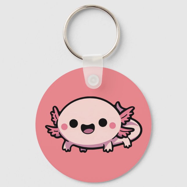 Cute Chibi Axolotl Key Ring (Front)