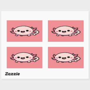 Cute Chibi Axolotl Rectangular Sticker