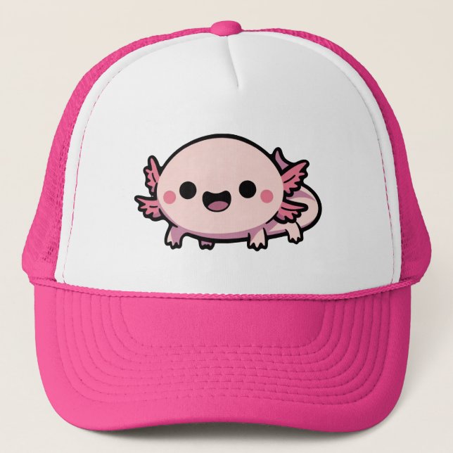 Cute Chibi Axolotl Trucker Hat (Front)