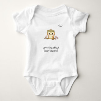 Cute Chibi Baby Owl Custom Name Baby Bodysuit