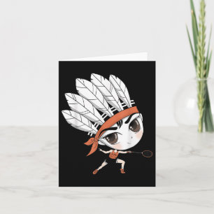 Cute Chibi Badminton Birdie Manga Cartoon  Card
