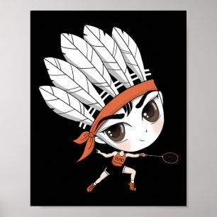 Cute Chibi Badminton Birdie Manga Cartoon Poster